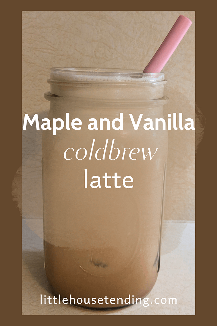 Maple and vanilla cold brew coffee Pinterest pin.